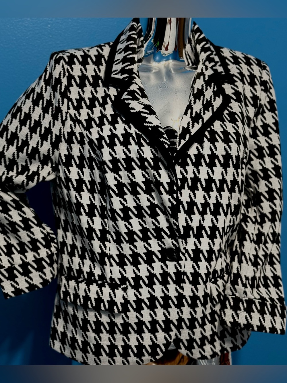 Catherine Malandrino Black and White Houndstooth Women’s Blazer L